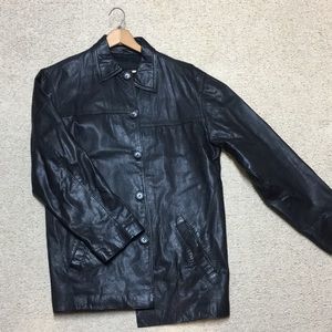 VINTAGE ARGENTINE LEATHER BUTTON DOWN COAT